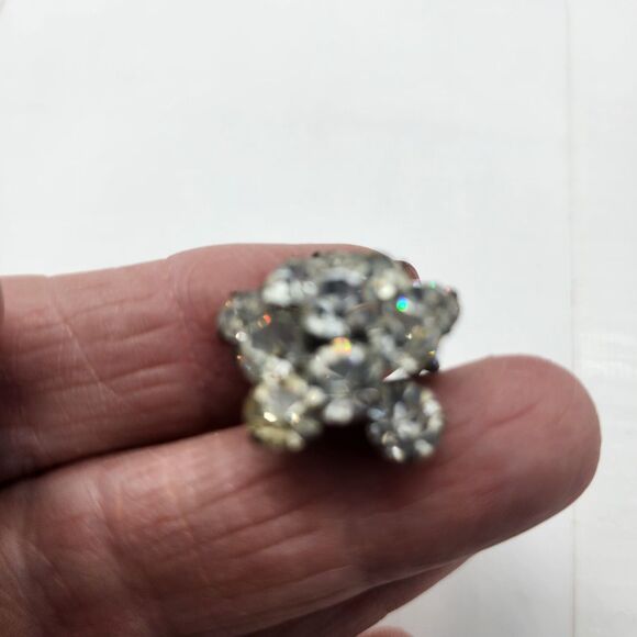 Vintage Round Sparkling Brooch Collar Pin Hat Accent Dazzling Mini 1" - Picture 4 of 16